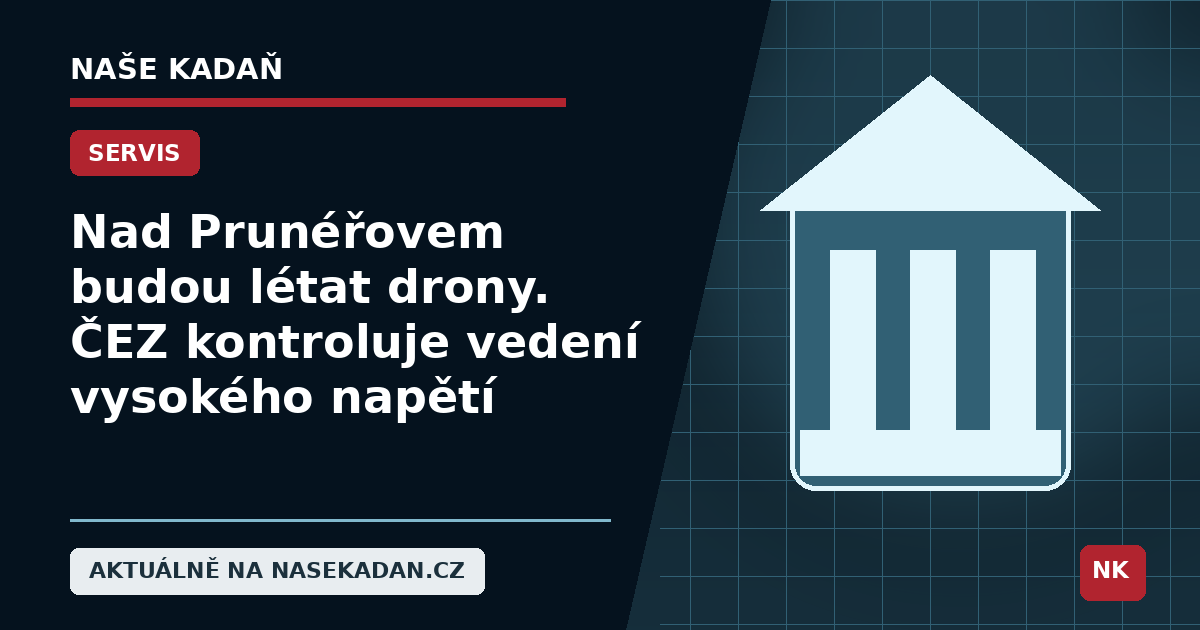 Redakční grafika Naše Kadaň k článku Nad Prunéřovem budou létat drony. ČEZ kontroluje vedení vysokého napětí