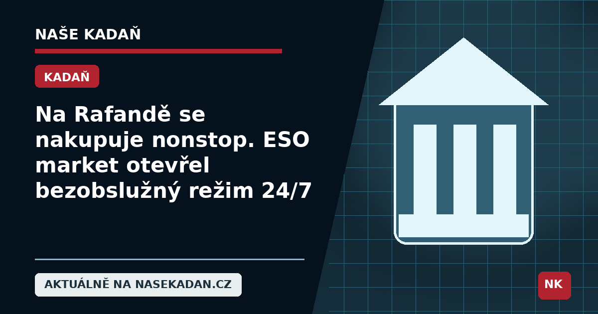 Redakční grafika Naše Kadaň k článku Na Rafandě se nakupuje nonstop. ESO market otevřel bezobslužný režim 24/7
