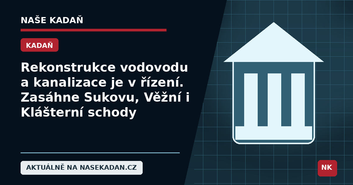 Redakční grafika Naše Kadaň k článku Rekonstrukce vodovodu a kanalizace je v řízení. Zasáhne Sukovu, Věžní i Klášterní schody