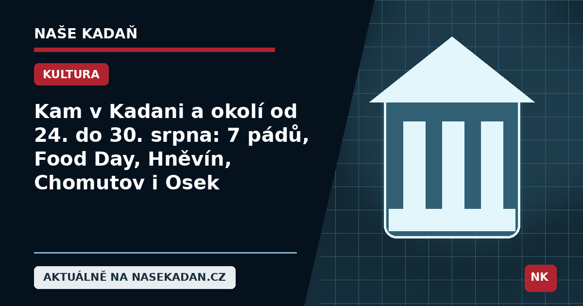 Redakční grafika Naše Kadaň k článku Kam v Kadani a okolí od 24. do 30. srpna: 7 pádů, Food Day, Hněvín, Chomutov i Osek
