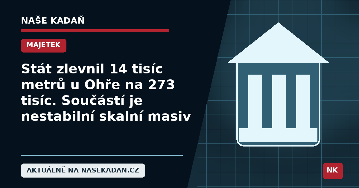 Redakční grafika Naše Kadaň k článku Stát zlevnil 14 tisíc metrů u Ohře na 273 tisíc. Součástí je ale nestabilní skalní masiv