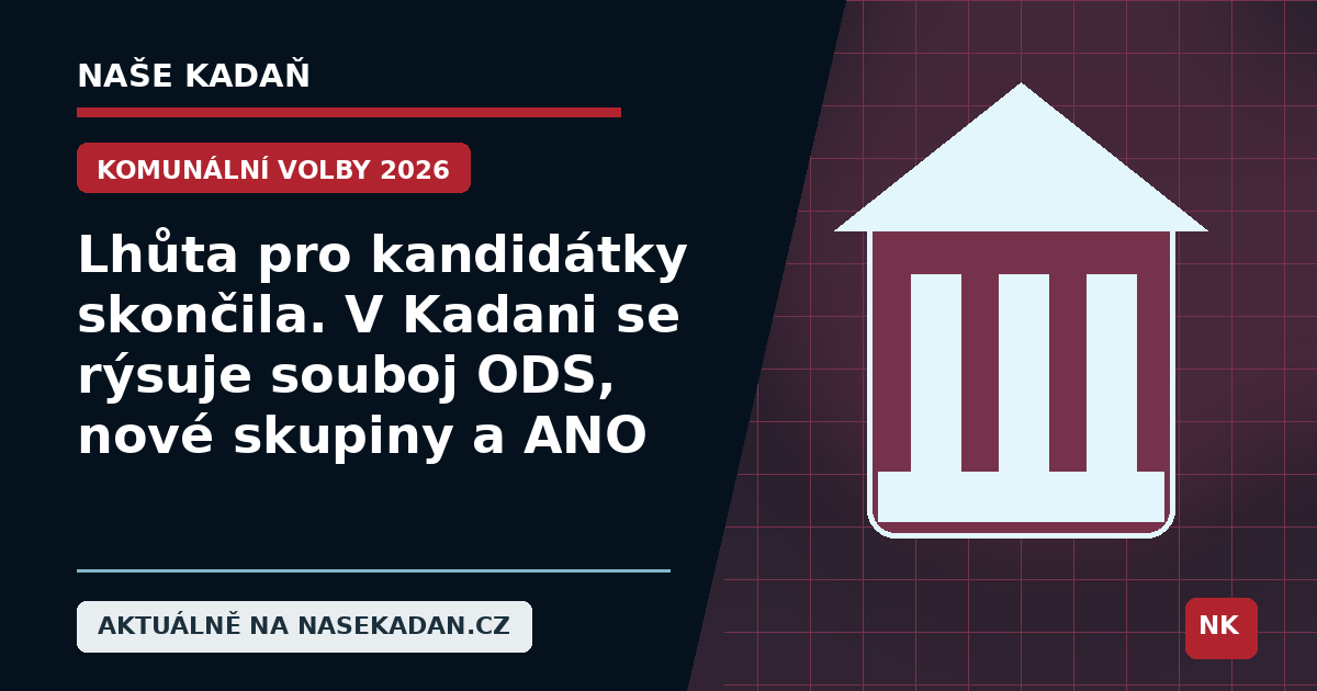 Redakční grafika Naše Kadaň k článku Lhůta pro kandidátky skončila. V Kadani se rýsuje souboj ODS, nové skupiny a ANO