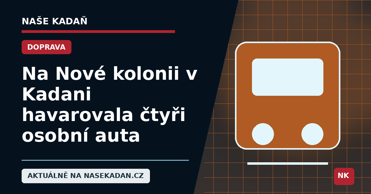 Redakční grafika Naše Kadaň k článku Na Nové kolonii v Kadani havarovala čtyři osobní auta