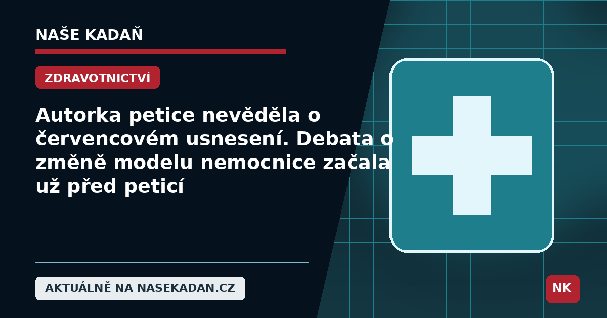 Redakční grafika Naše Kadaň k článku Autorka petice nevěděla o červencovém usnesení města. Debata o změně modelu nemocnice ale začala už před peticí