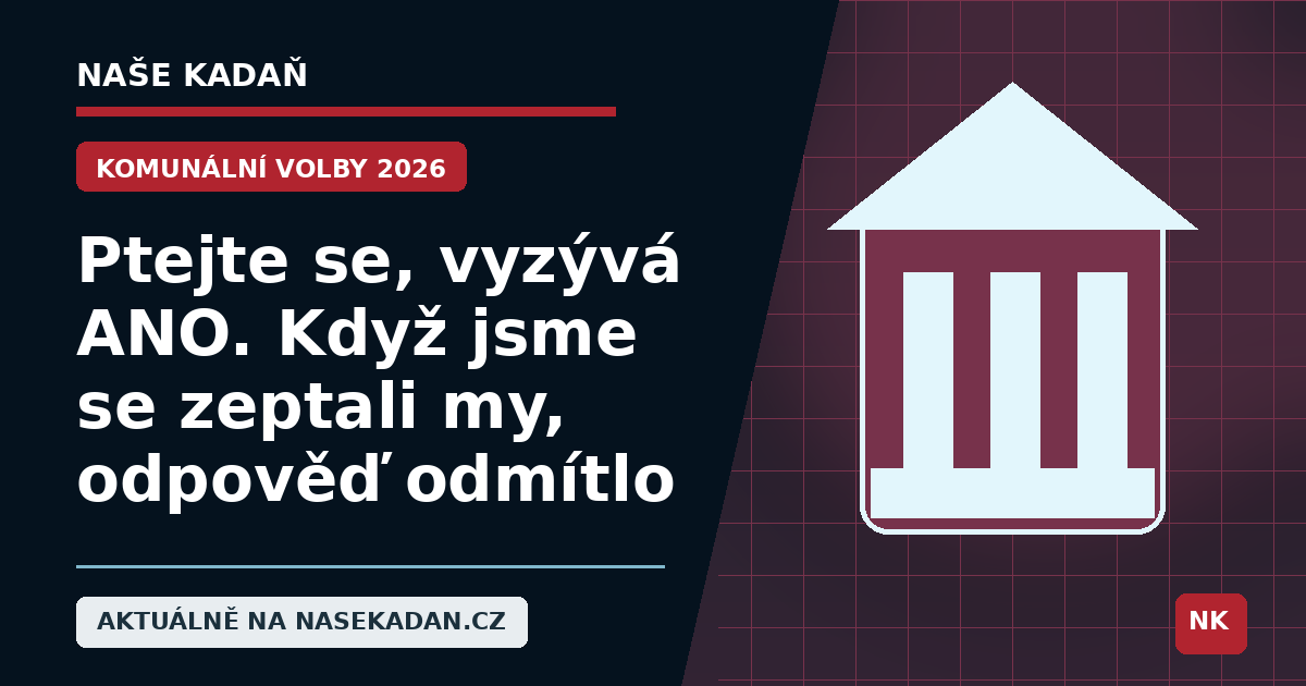 Redakční grafika Naše Kadaň k článku Ptejte se, vyzývá ANO. Když jsme se zeptali my, odpověď odmítlo