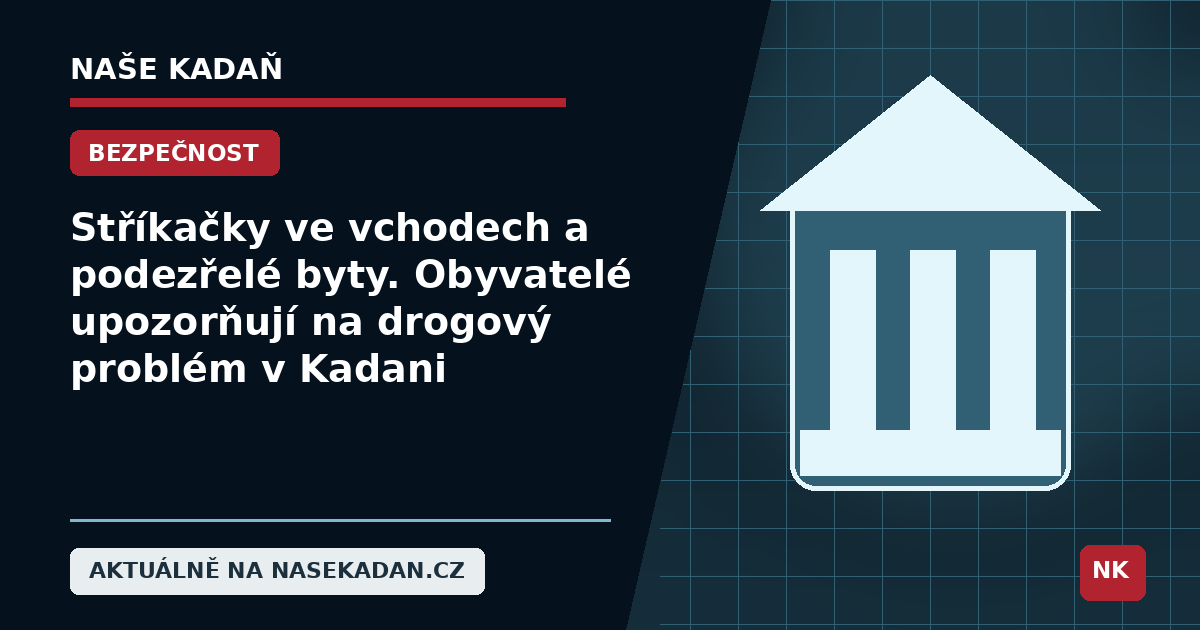 Redakční grafika Naše Kadaň k článku Stříkačky ve vchodech a podezřelé byty. Obyvatelé upozorňují na drogový problém v Kadani