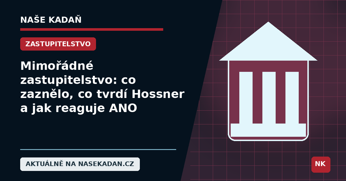 Redakční grafika Naše Kadaň k článku Mimořádné zastupitelstvo řešilo Nemocnici Kadaň. Co zaznělo, co tvrdí Hossner a jak reaguje ANO