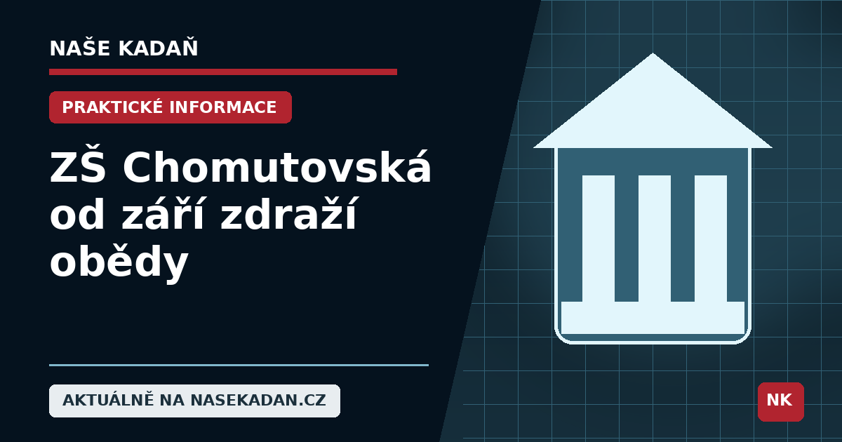 Redakční grafika Naše Kadaň k článku ZŠ Chomutovská od září zdraží obědy. Rodiče mají zvýšit limit inkasa
